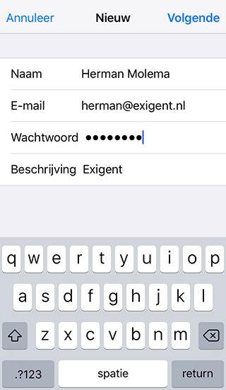 Mailserver instellingen iPhone